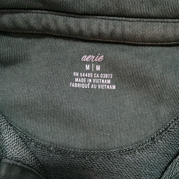 aerie Oversized Green Pullover V Neck Collared Sweatshirt Size Medium - Picture 2 of 12